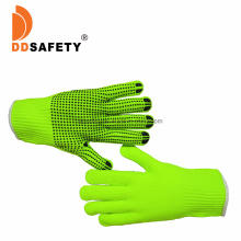 Ddsafety 13 Gauge Fluorescence Liner with Black PVC Dots Cut Resistant Gloves